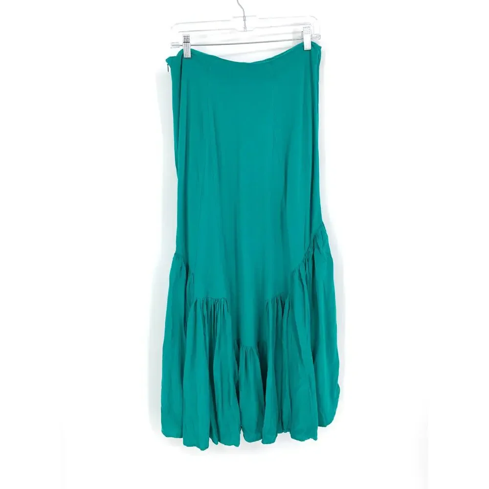 Y2K WDNY Maxi Skirt Women's Size Medium Teal Fairycore Pleated Hem
